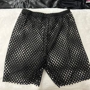 Black fishnet biker shorts